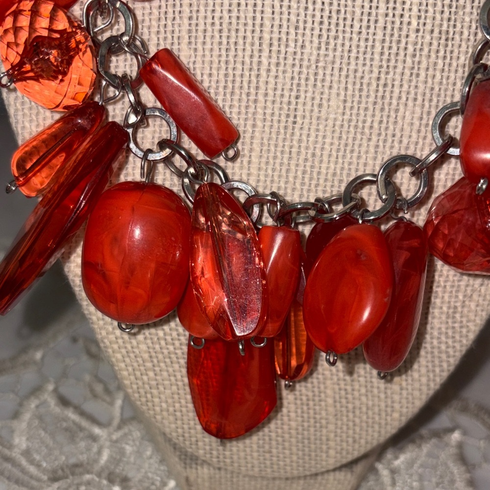 Vibrant Red Statement Necklace - Picture 3 of 6